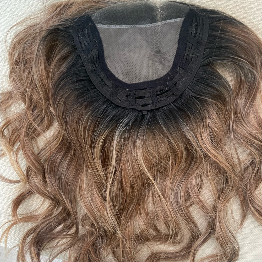 Belletress HF lace front topper 14” color Mocha with Cream